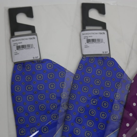 NWT Men's Nordstrom Rack 4-Pack Pocket Square Bundle - Purple & Blue Polka Dot - Picture 4 of 4